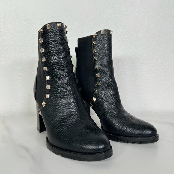Valentino Garavani Black Rockstud Ankle Boots - Size 36 - Picture 2 of 8